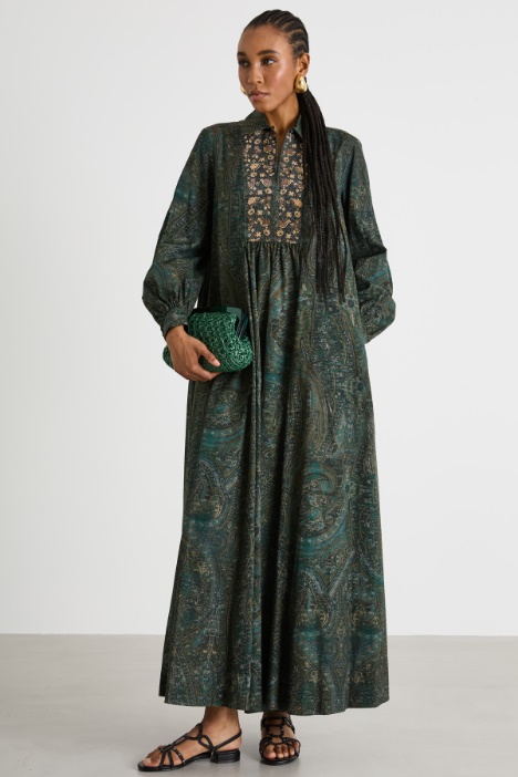 Vestido largo de popelina estampada - Intrend