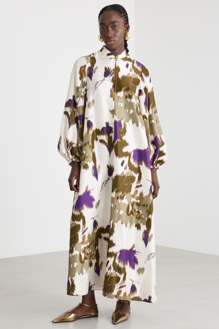 Printed Shantung Dress Intrend - 2