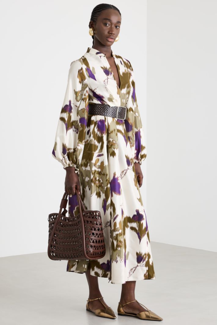 Printed Shantung Dress Intrend