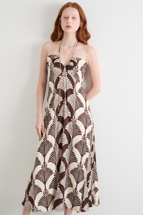 Abito lungo in twill a fantasia