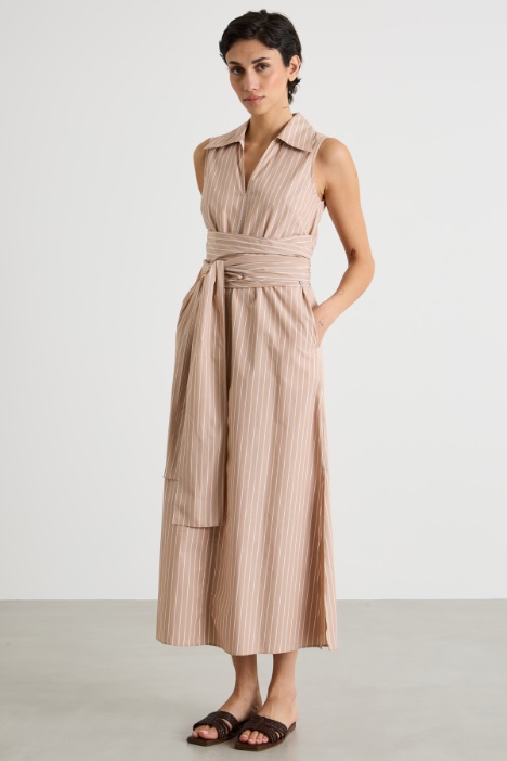 Abito in popeline con cintura