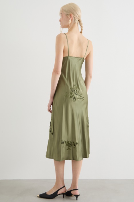 Slip dress in raso ricamato