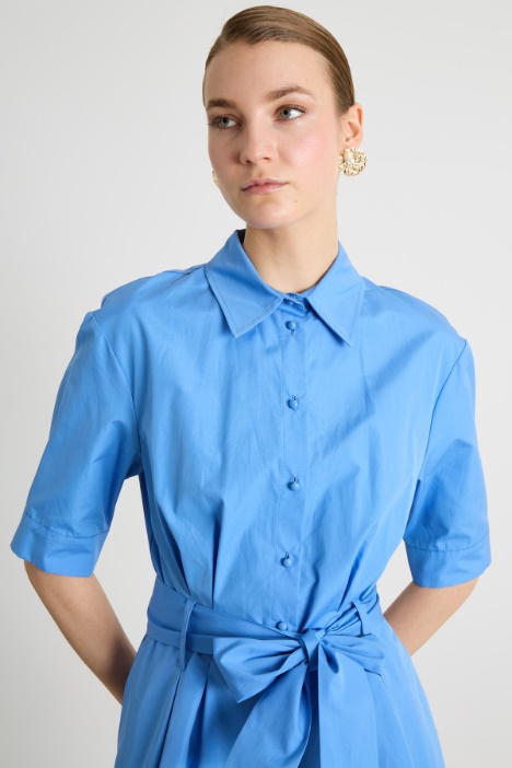 Abito chemisier corto in popeline