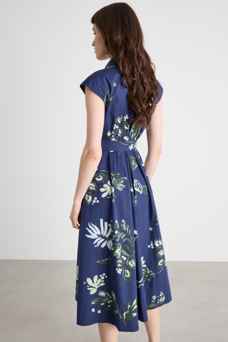 Abito con cintura in popeline stretch