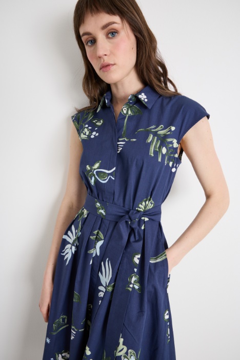 Abito con cintura in popeline stretch