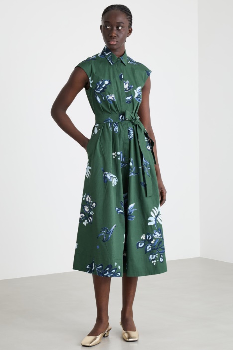 Abito con cintura in popeline stretch