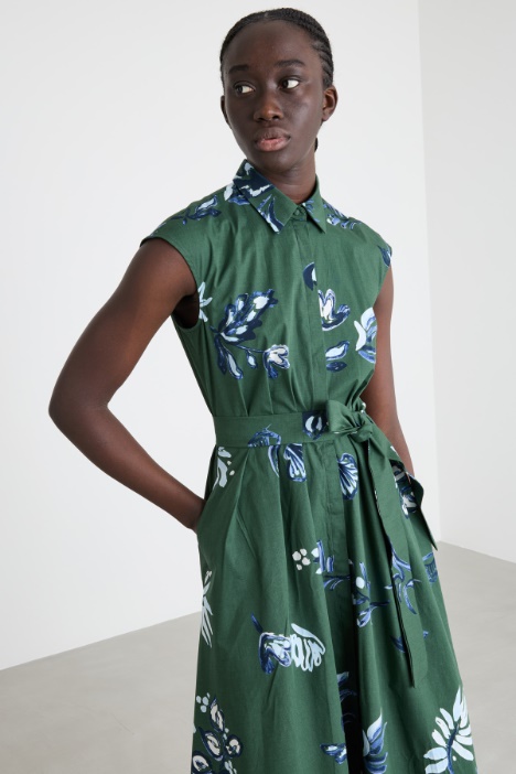 Abito con cintura in popeline stretch