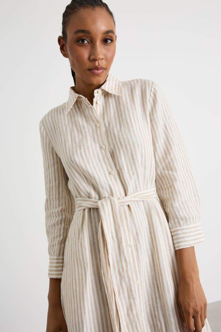 Linen midi shirt dress Intrend - 3