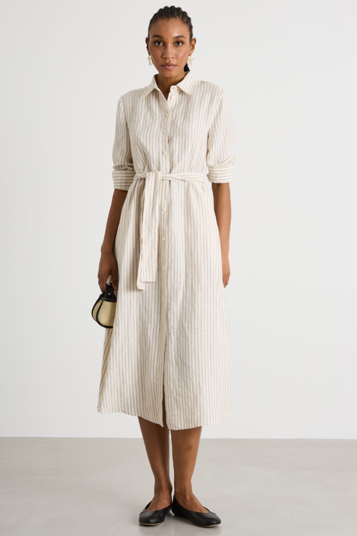 Linen midi shirt dress Intrend
