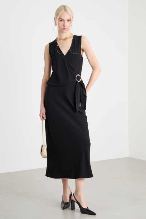 Satin wrap dress with ring detail Intrend