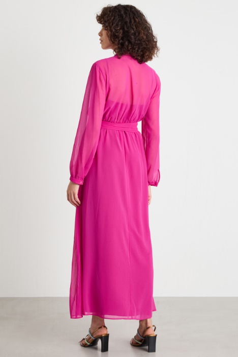 Vestido camisero de georgette