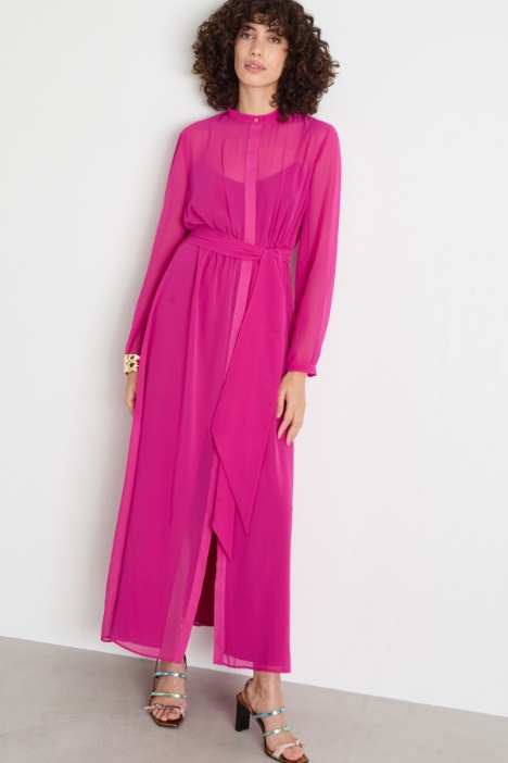 Vestido camisero de georgette