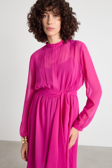 Vestido camisero de georgette