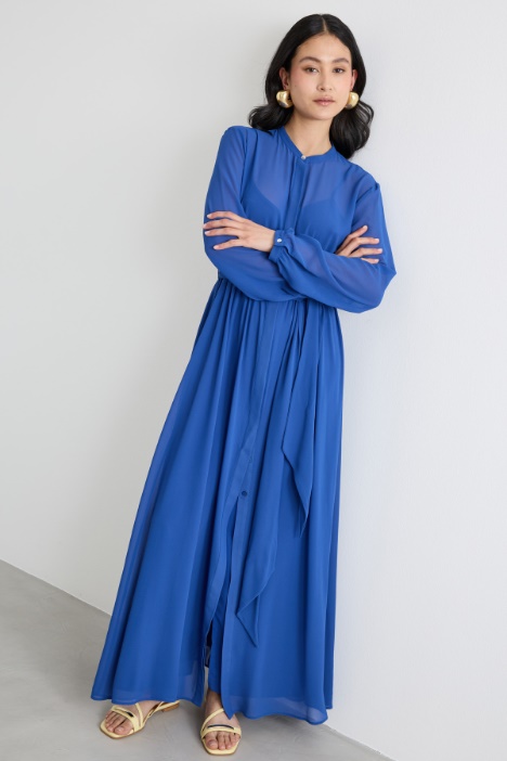 Vestido camisero de georgette