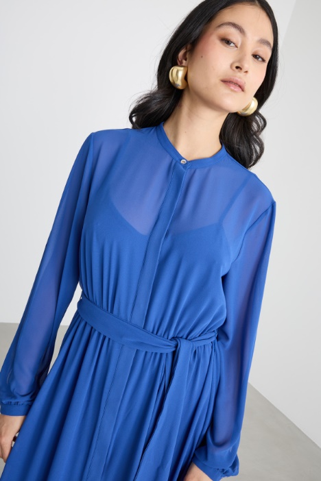 Vestido camisero de georgette