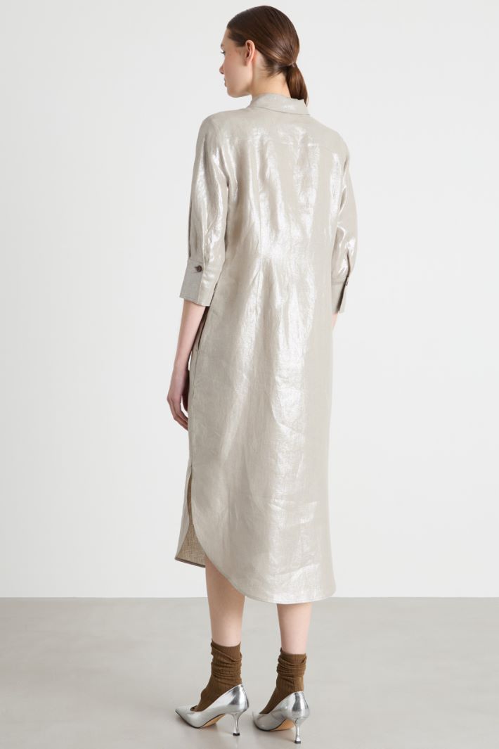 Laminated linen shirt dress Intrend - 4