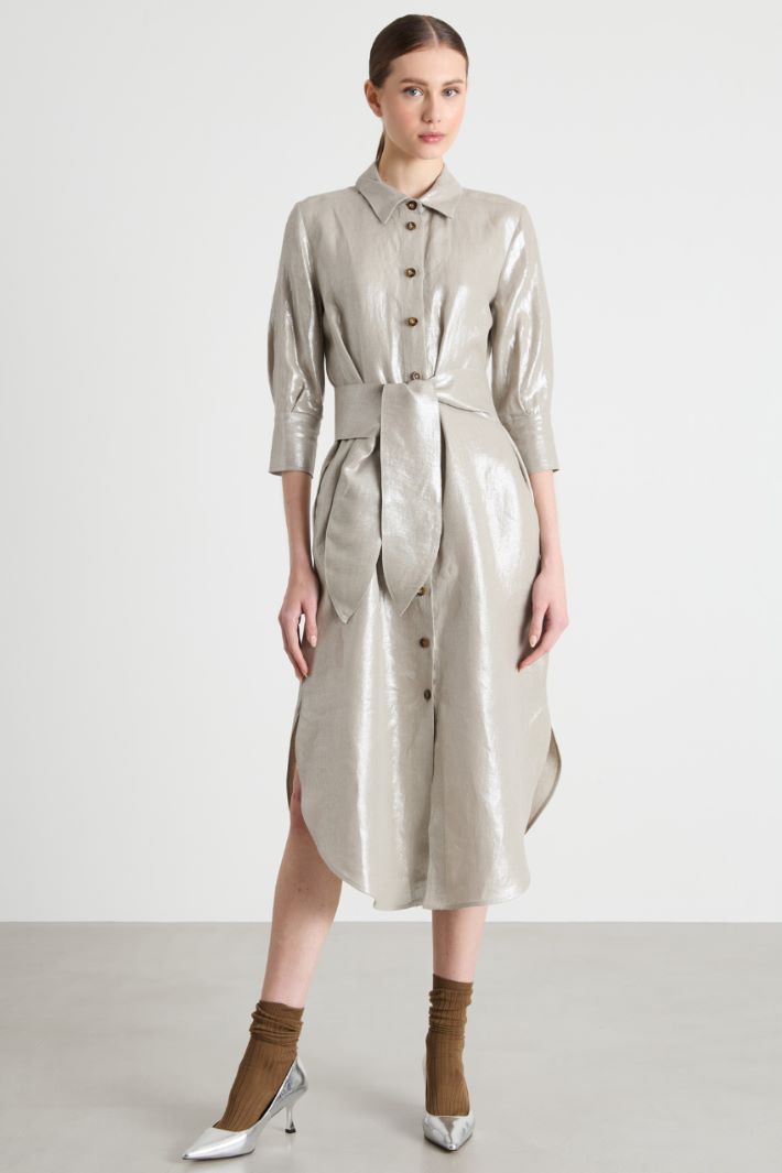 Laminated linen shirt dress Intrend - 2
