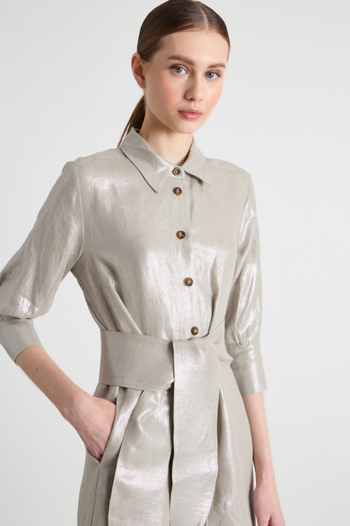 Laminated linen shirt dress Intrend - 3
