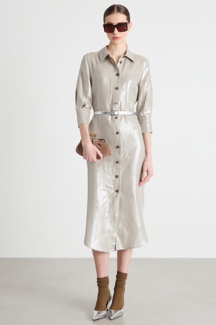 Laminated linen shirt dress Intrend