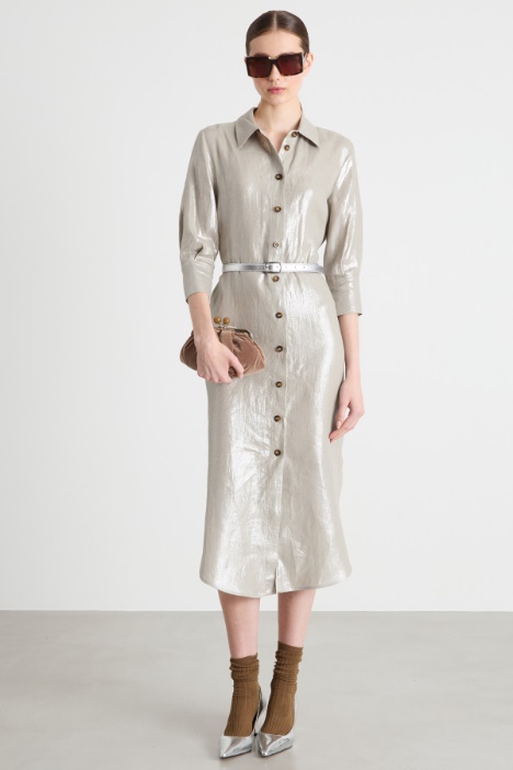 Laminated linen shirt dress Intrend