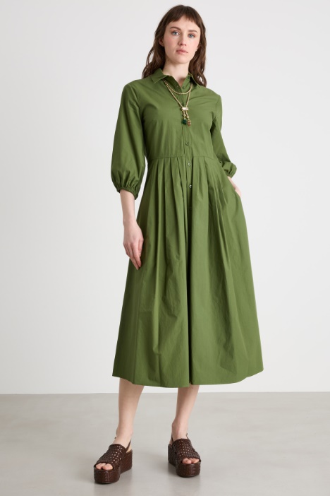 YMING Abito Chemisier Lungo Donna A Quadri – Maniche Lunghe, Colletto E Tasche, Colore Cachi, Taglia L, Stile Casual