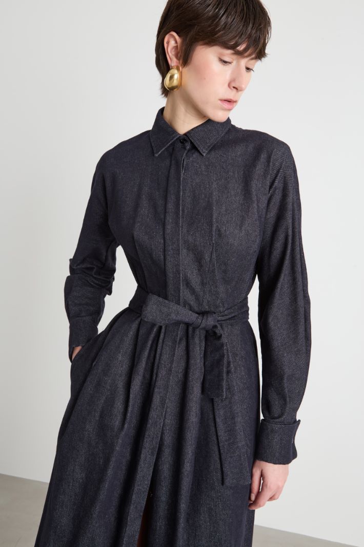 Belted long shirt dress Intrend - 3