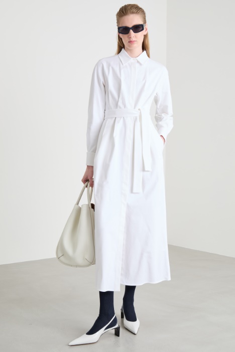 Long gabardine shirt dress Intrend