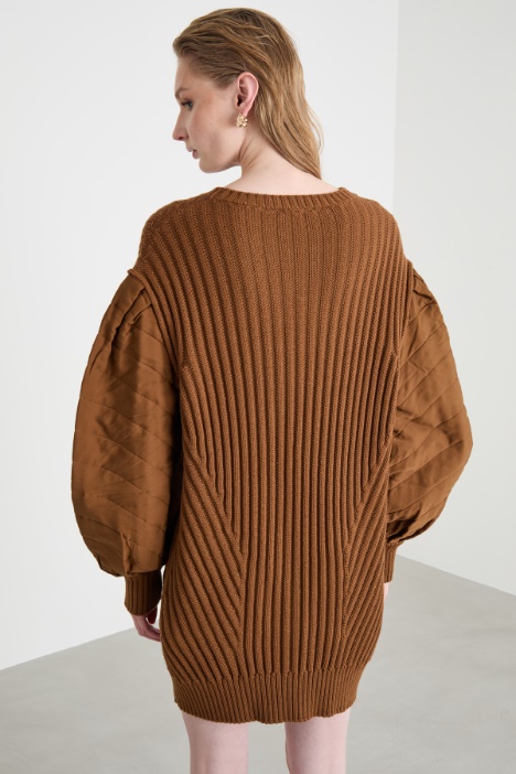 Abito corto in lana a coste