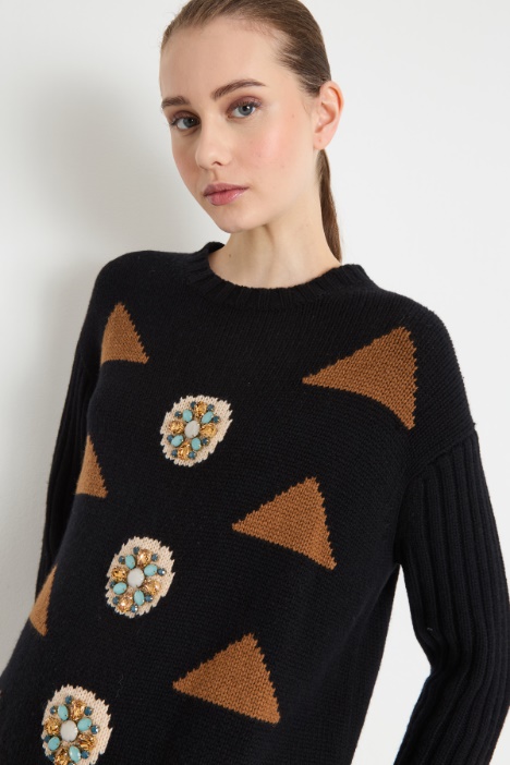 Abito intarsiato in maglia