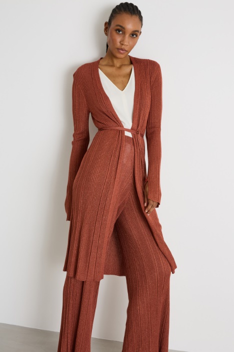 Longline rib-knit cardigan Intrend