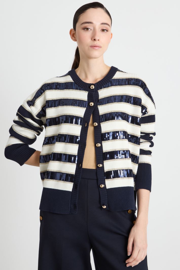Sequin and lurex striped cardigan Intrend - 2