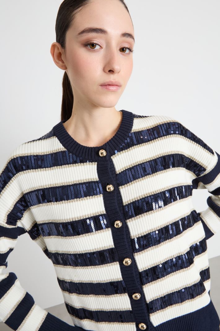 Sequin and lurex striped cardigan Intrend - 3