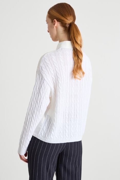 Cardigan a punto treccia e coste