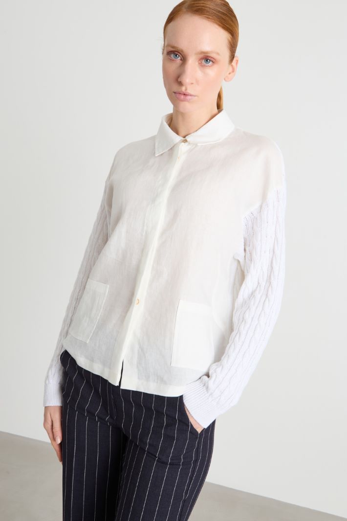 Cable and rib-knit cardigan Intrend - 2