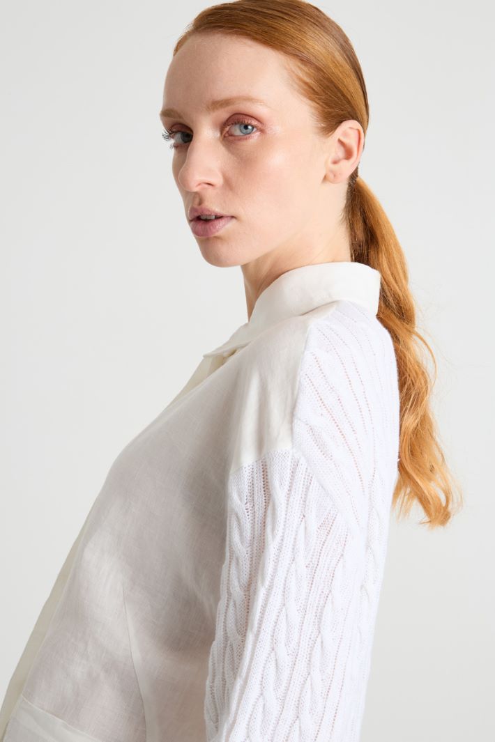 Cable and rib-knit cardigan Intrend - 3