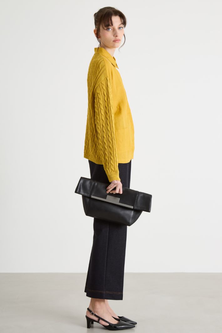 Cable and rib-knit cardigan Intrend