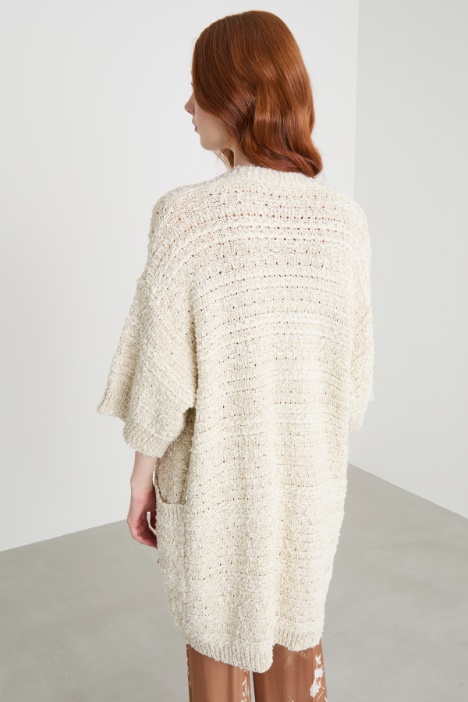 Cardigan open-front con tasche