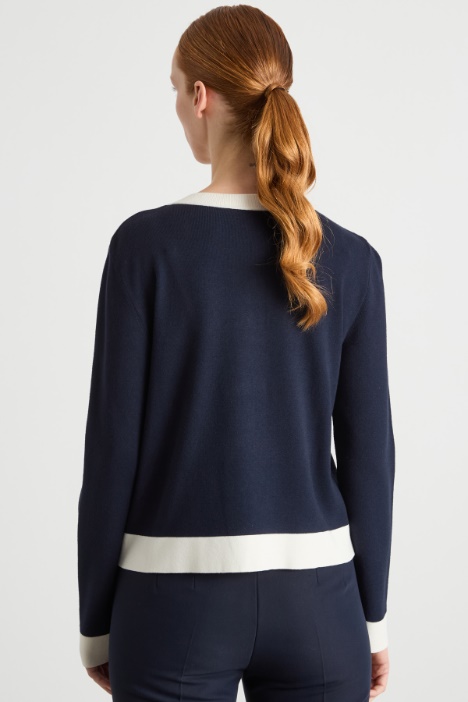 Cardigan boxy con profili a contrasto