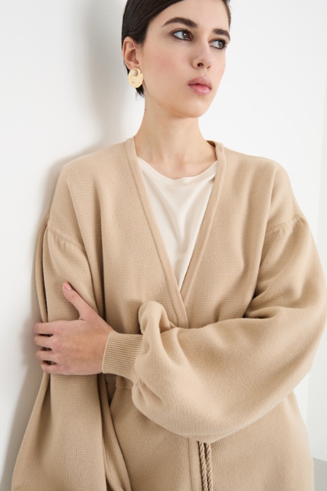 Cardigan in lana con coulisse