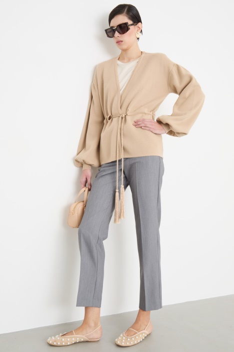 Wool cardigan with drawstring Intrend