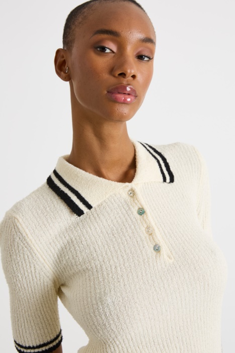 Polo in maglia a costine