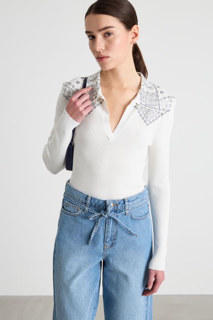 Maglia a coste con strass Intrend - 2
