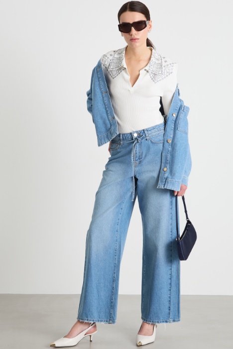 Ribbed jumper with rhinestones Intrend