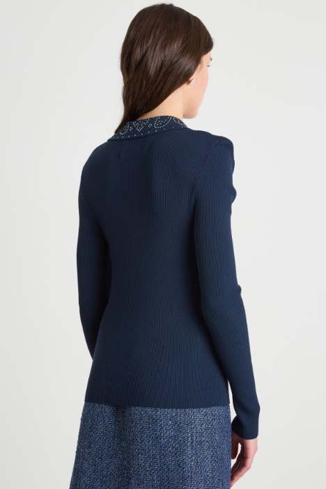 Maglia a coste con strass