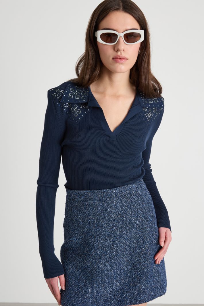 Ribbed jumper with rhinestones Intrend - 2