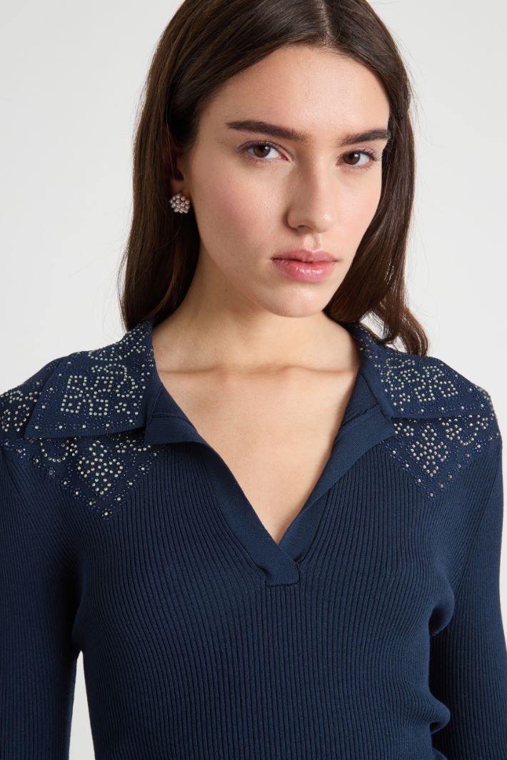 Ribbed jumper with rhinestones Intrend - 3