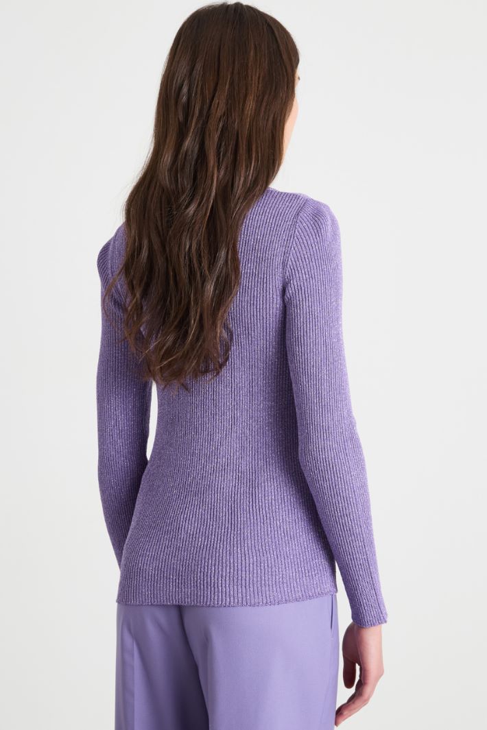 Metallic-finish knit Henley top Intrend - 4