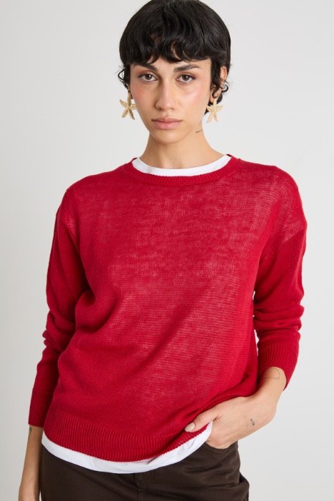 Jersey de cuello redondo de punto liso