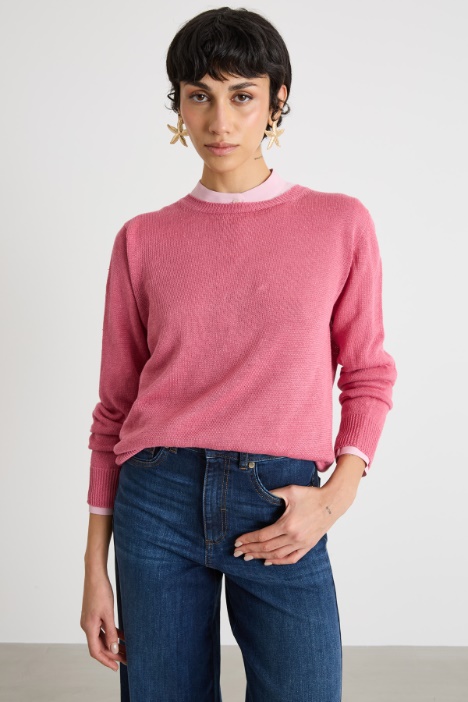 Crew-neck plain-knit jumper Intrend
