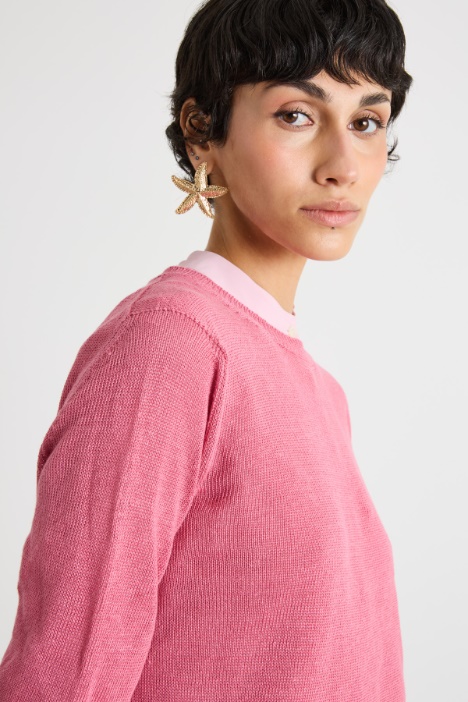 Maglia girocollo in filato rasato